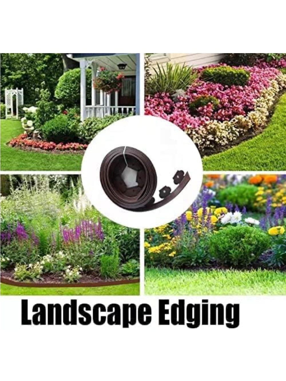 New Open Box Garden Edging，60ft Landscape Edging with 60 Spikes for Lawn 2 Inch